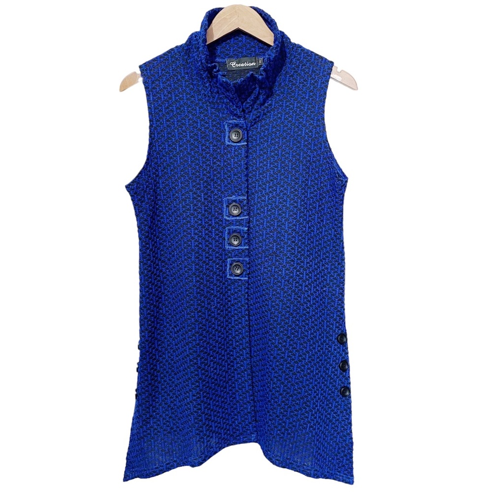 Creation Cobalt Blue Tunic Length Sweater Vest/Cardigan